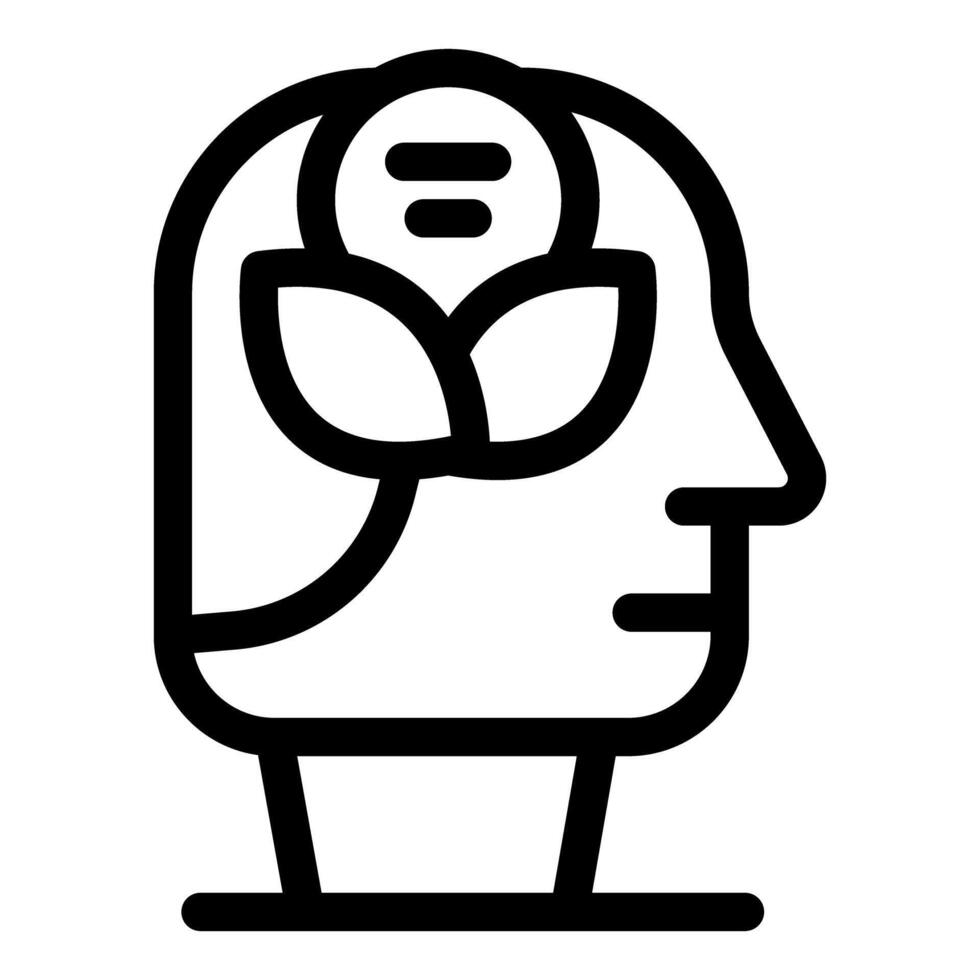 Human head profile with growing plant showing positive thinking vector
