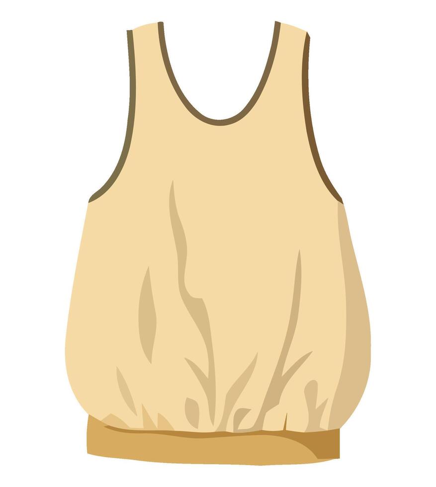 A yellow tank top with a brown trim vector