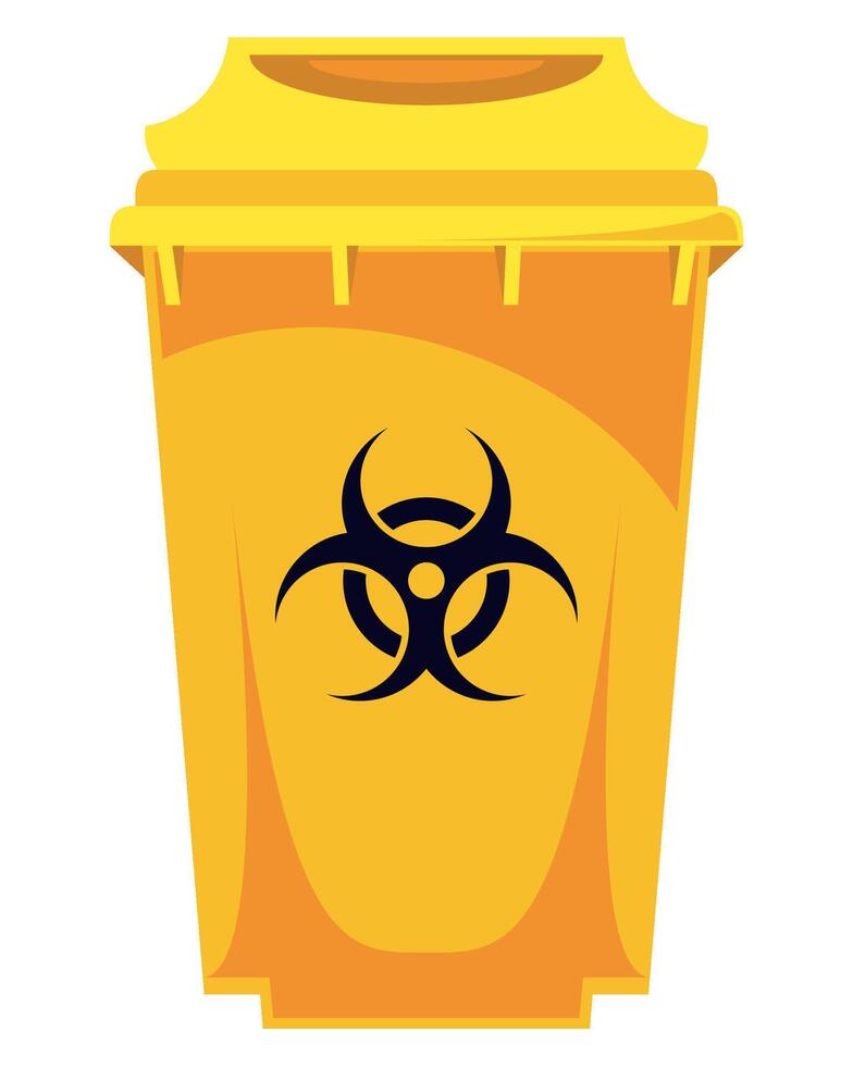 A yellow trash can with a biohazard symbol vector