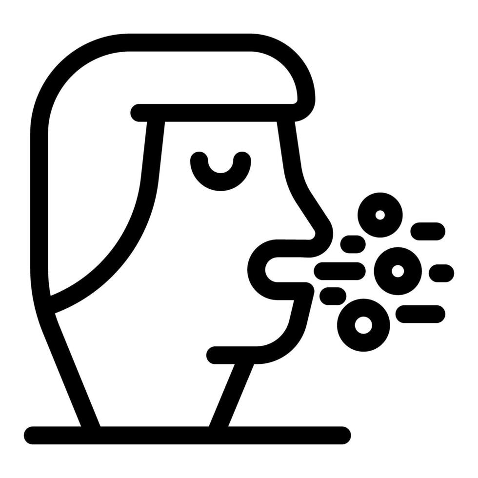 Sick woman coughing spreading virus through droplets icon vector