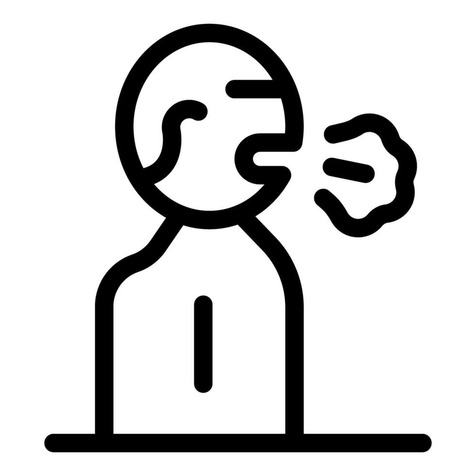 Simple black and white vector icon of a sick person coughing