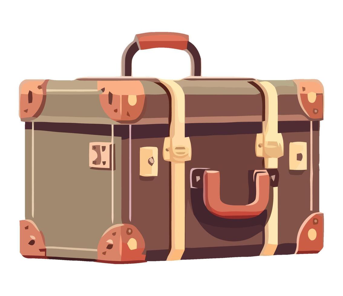 An old suitcase with handles on a white background vector