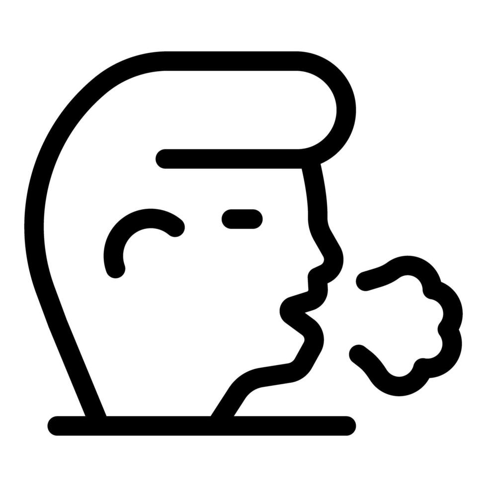 Man exhaling air showing asthma or respiratory illness symptom icon vector