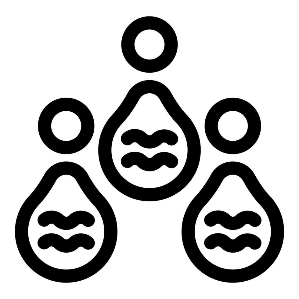 Line art icon of three people sharing the astrological sign aquarius vector