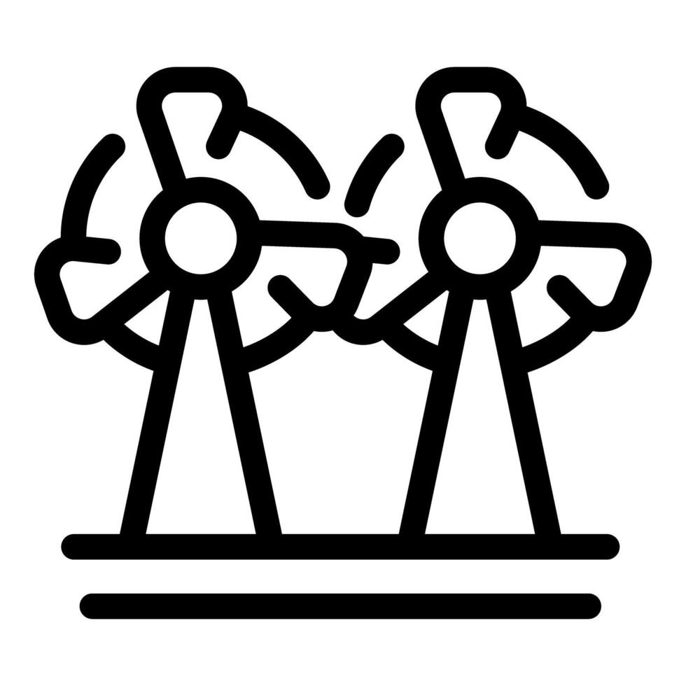 Wind farm generating clean energy with turbines rotating vector