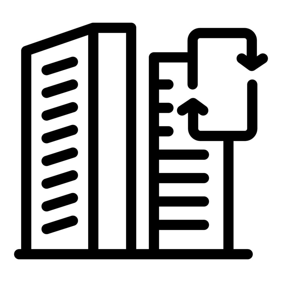 Architect measuring building height with level tool icon vector