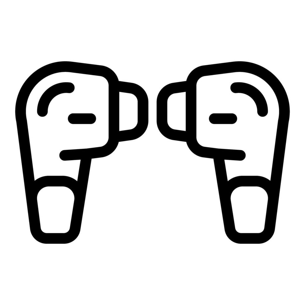 Pair of wireless earbuds connecting to smartphone for listening music vector