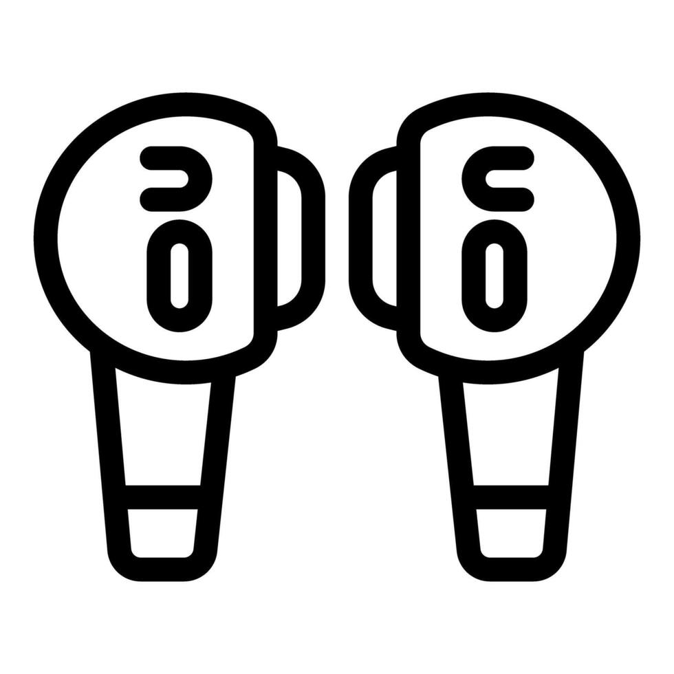Pair of wireless earbuds connecting to a smartphone for listening music vector
