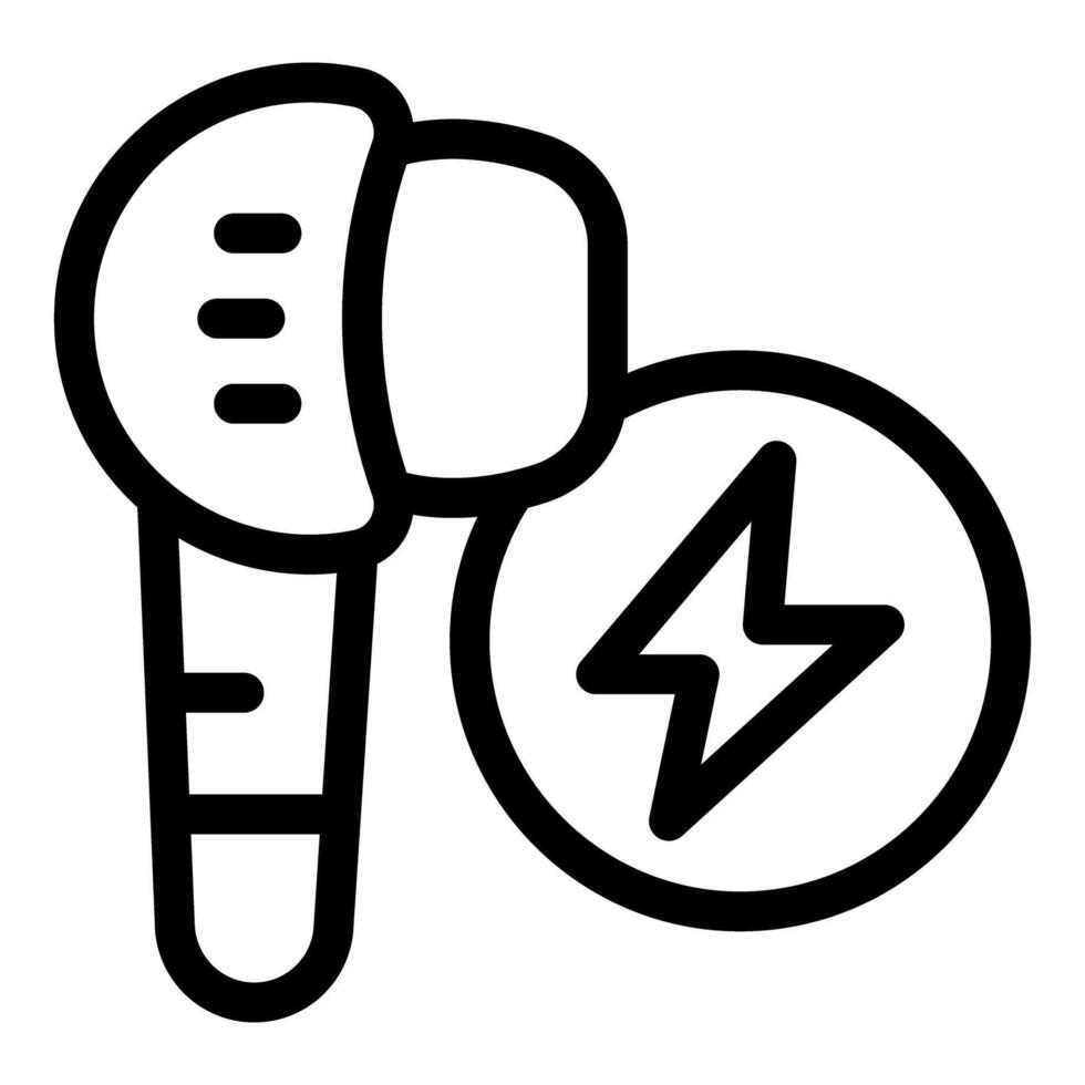 Wireless earphone showing battery charging icon vector