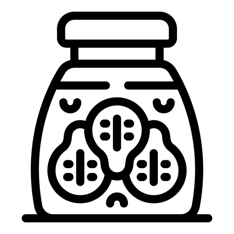 Pickled walnuts floating in jar preserving food for winter vector
