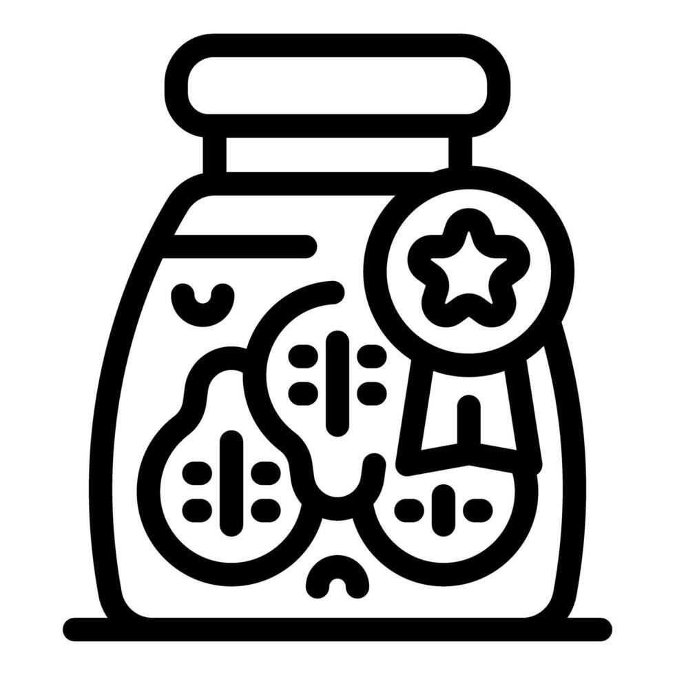 Glass jar with pickled cucumbers receiving award for best product vector