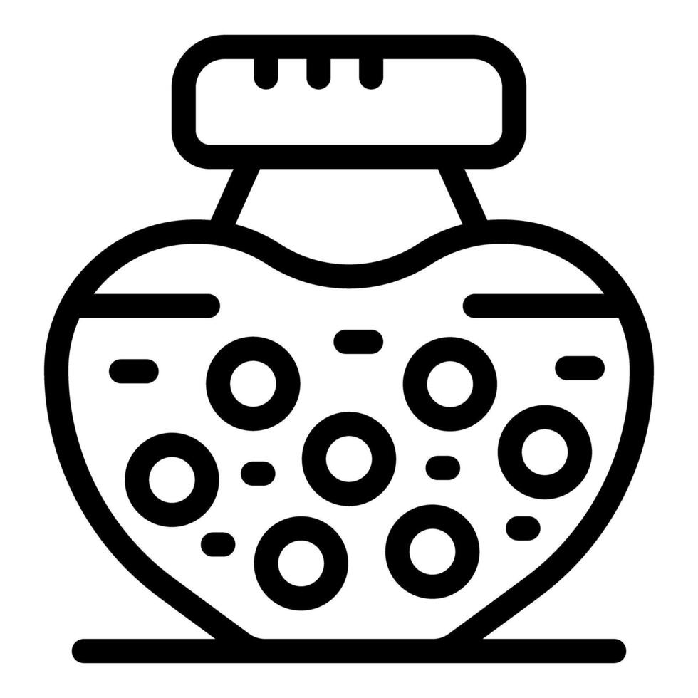 Line drawing of a love potion in a heart shape glass jar, isolated on white vector