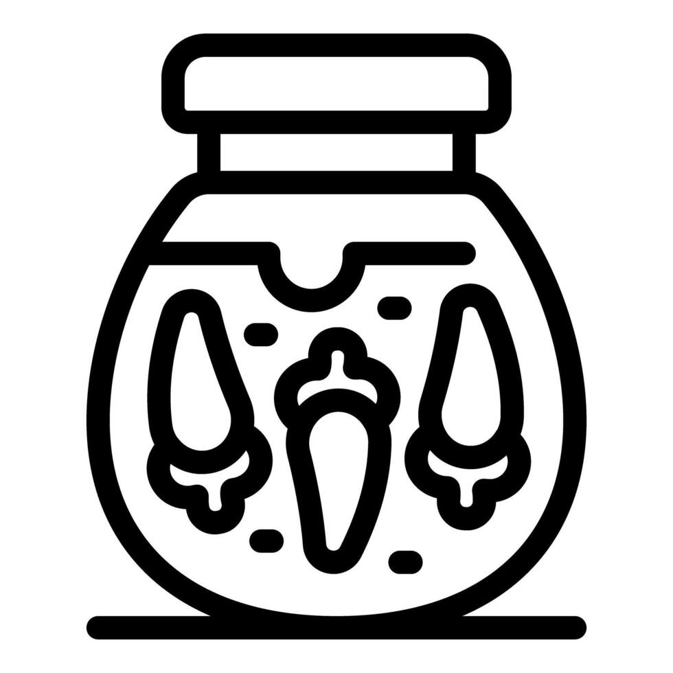 Glass jar preserving chilli peppers icon, outline style vector
