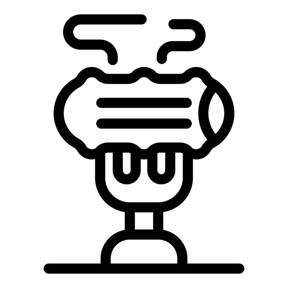 Hot sausage on fork being served for dinner icon vector