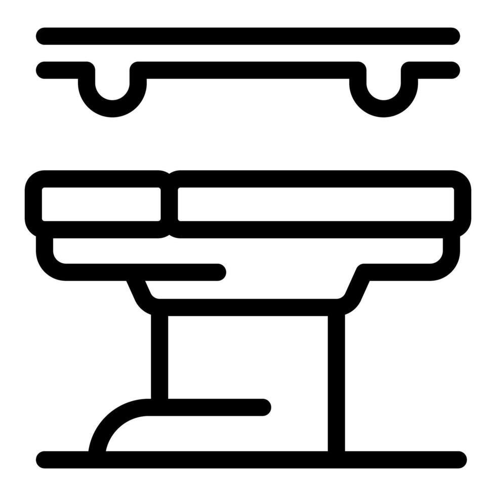 Operating room table standing under surgical lamps icon vector outline