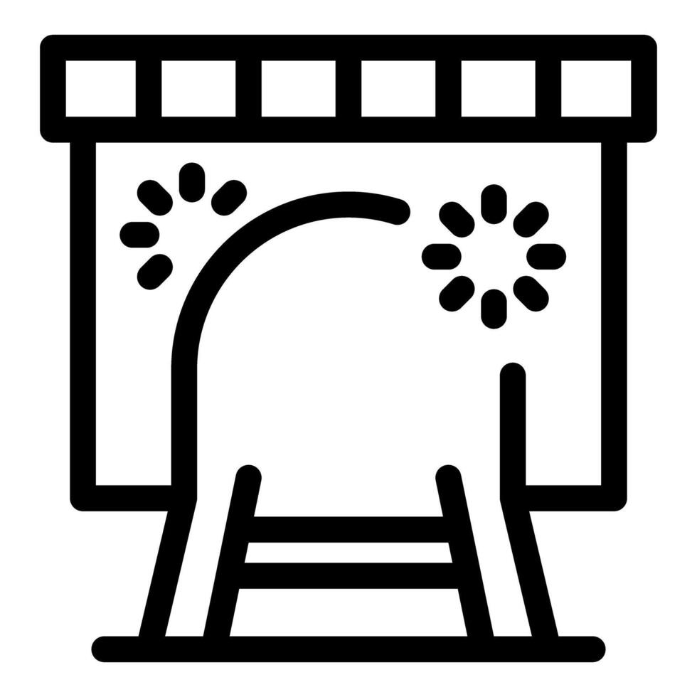 Railway tunnel entrance with lights signaling approaching train icon vector