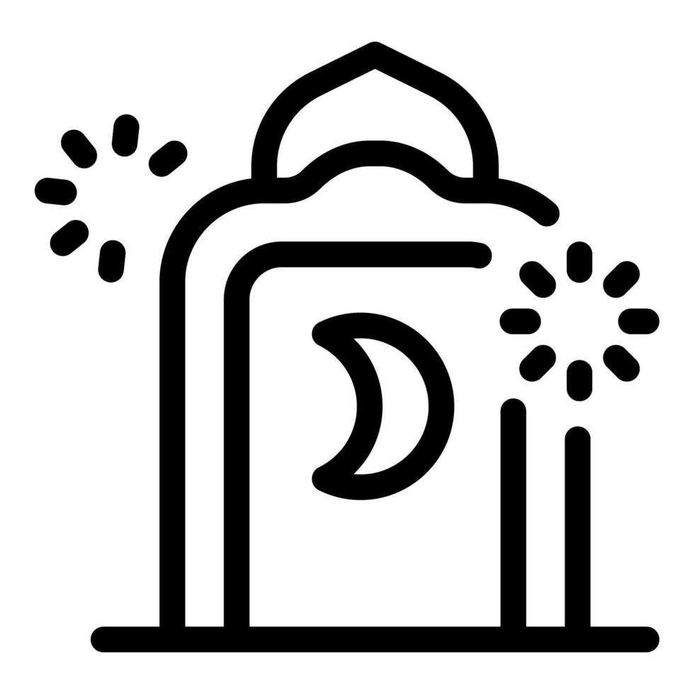Islamic mosque celebrating ramadan kareem with crescent moon and fireworks vector