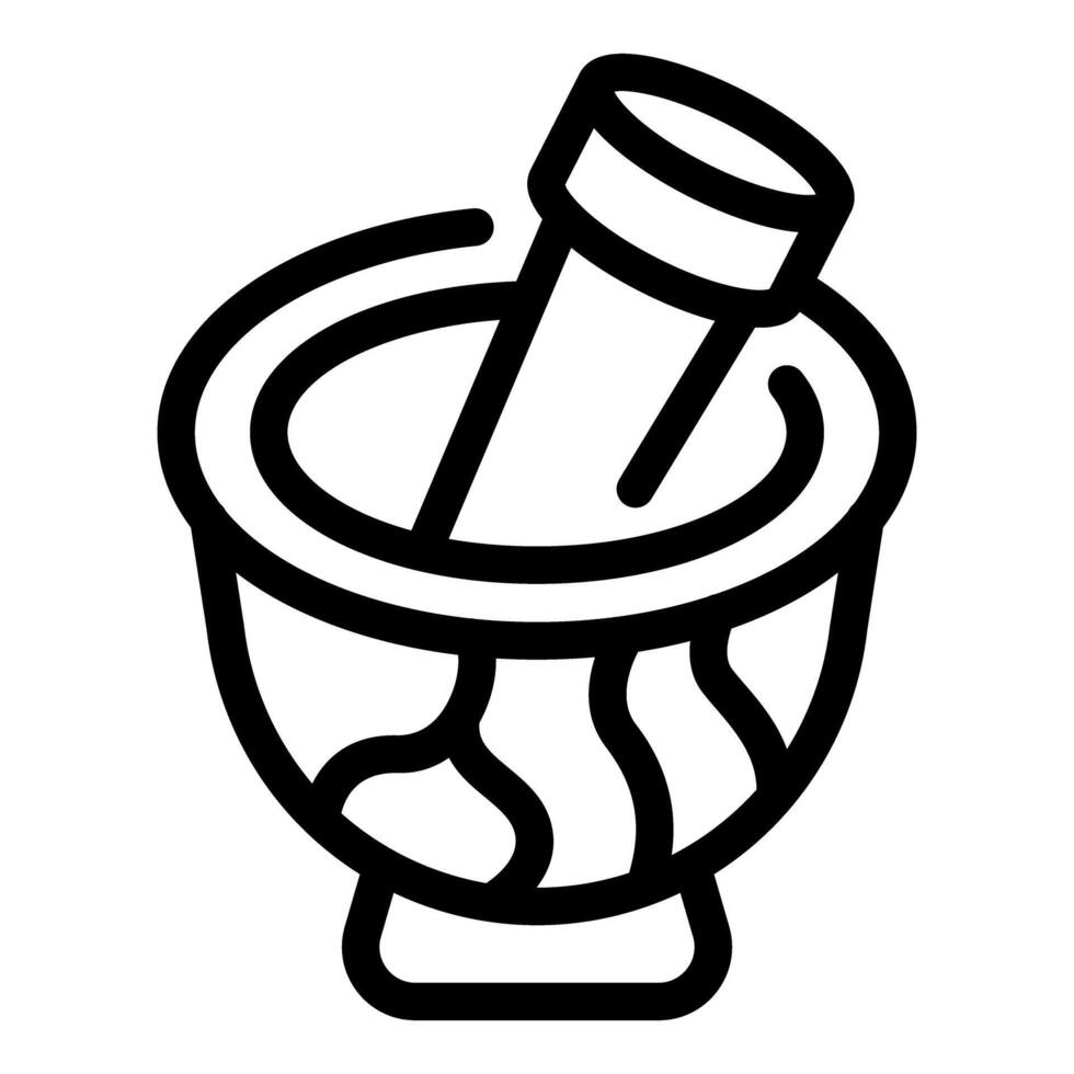 Wooden mortar and pestle crushing grinding mashing icon vector