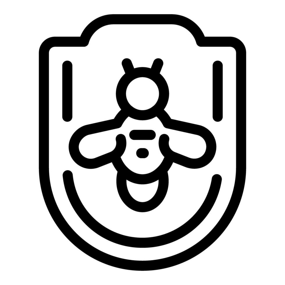 Shield with bee logo protecting honey production process vector