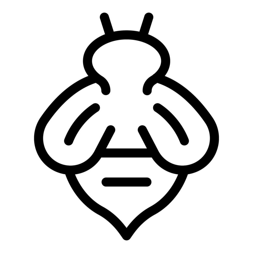 Black and white honeybee spreading its wings icon vector
