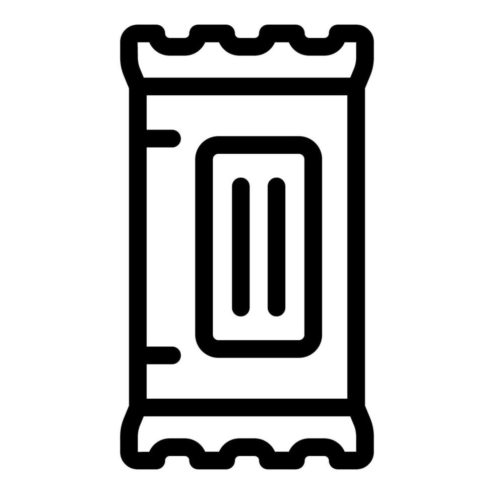 Line icon style illustration of a snack package being opened vector