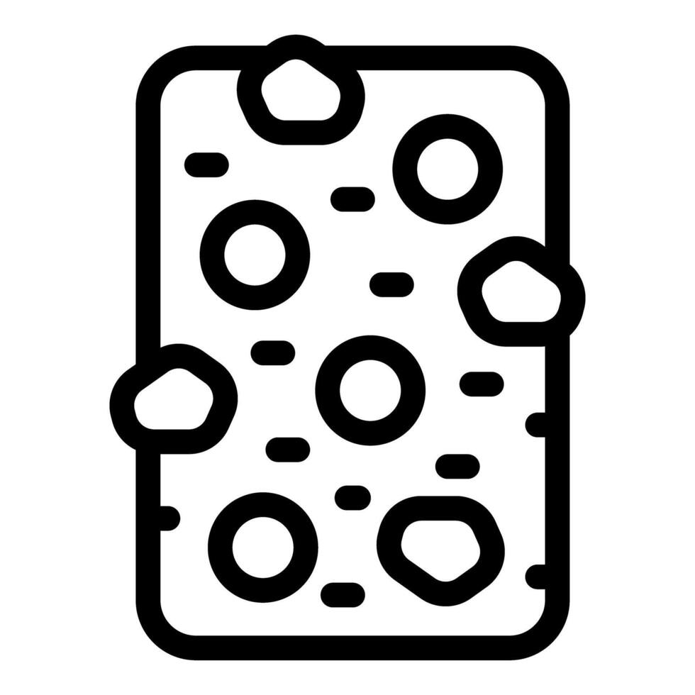 Black and white line art icon of a climbing wall with holds vector
