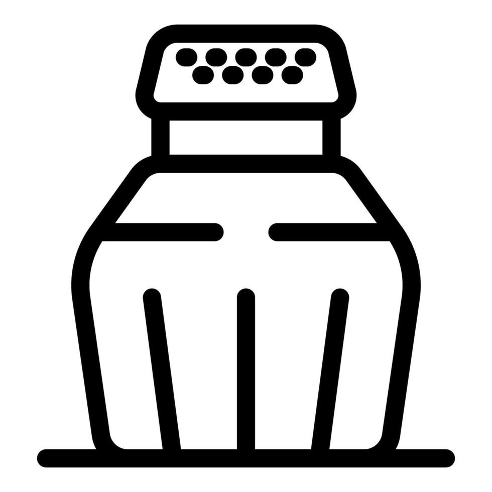 Glass salt shaker with open top for seasoning food icon outline vector