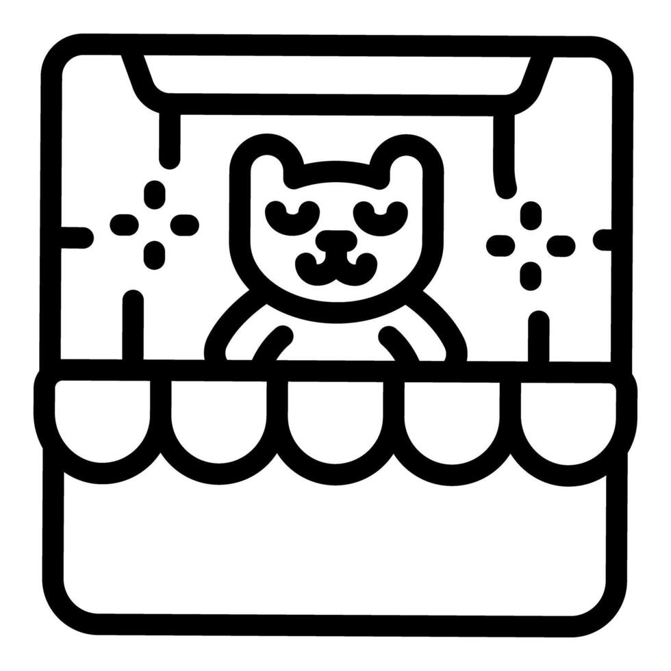 Cat sitting inside claw machine arcade game vector icon