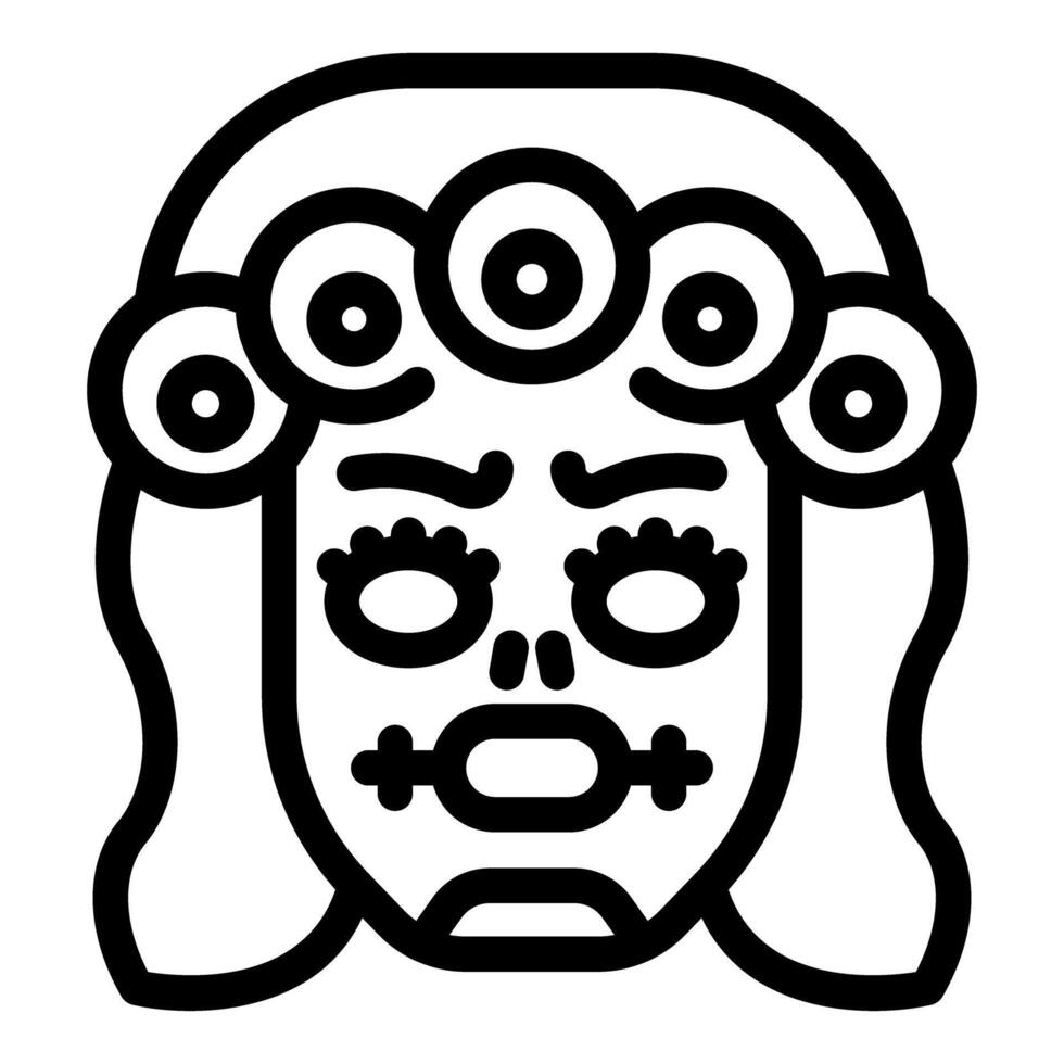Day of the dead girl wearing traditional sugar skull makeup with multiple eyes vector
