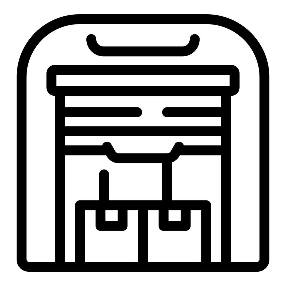Storage room icon with boxes and closed roller shutter door vector