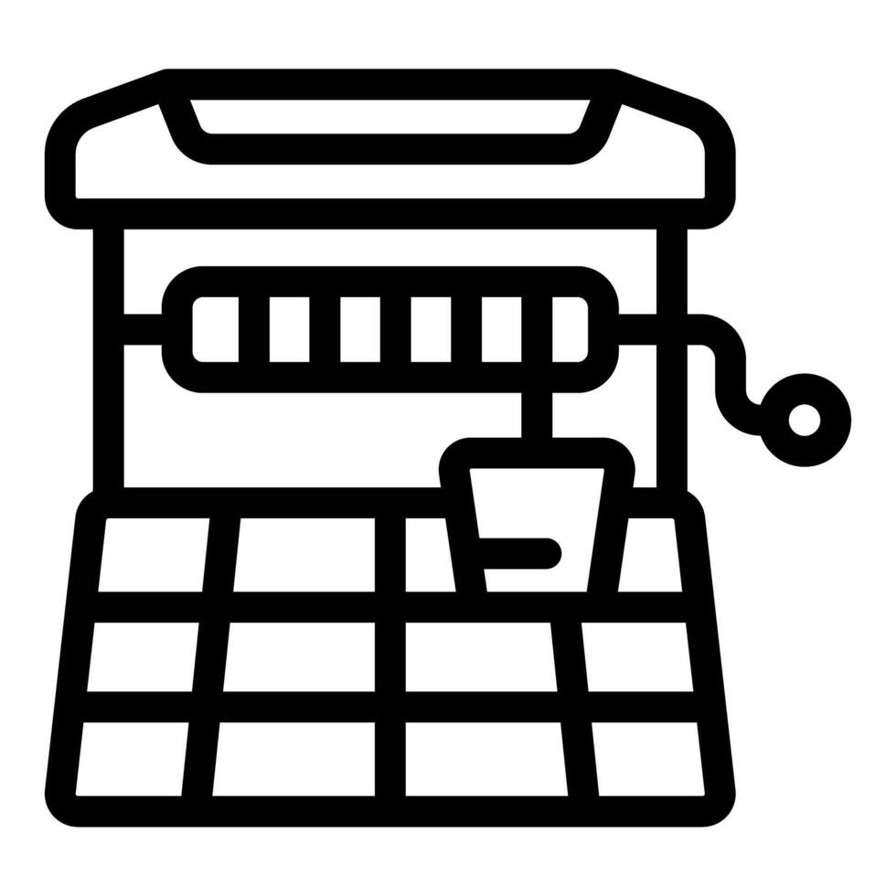 Water well with bucket and crank for getting water from ground vector