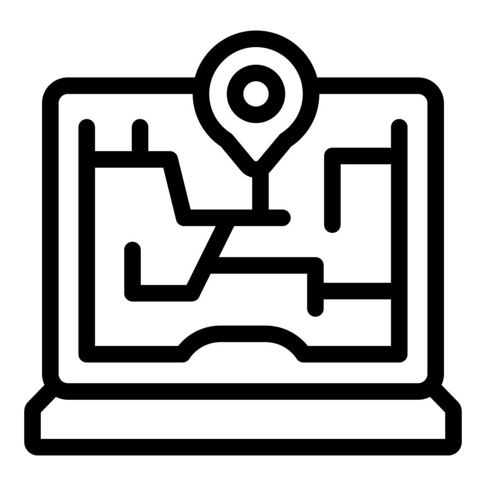Laptop showing gps location tracking app with city map vector