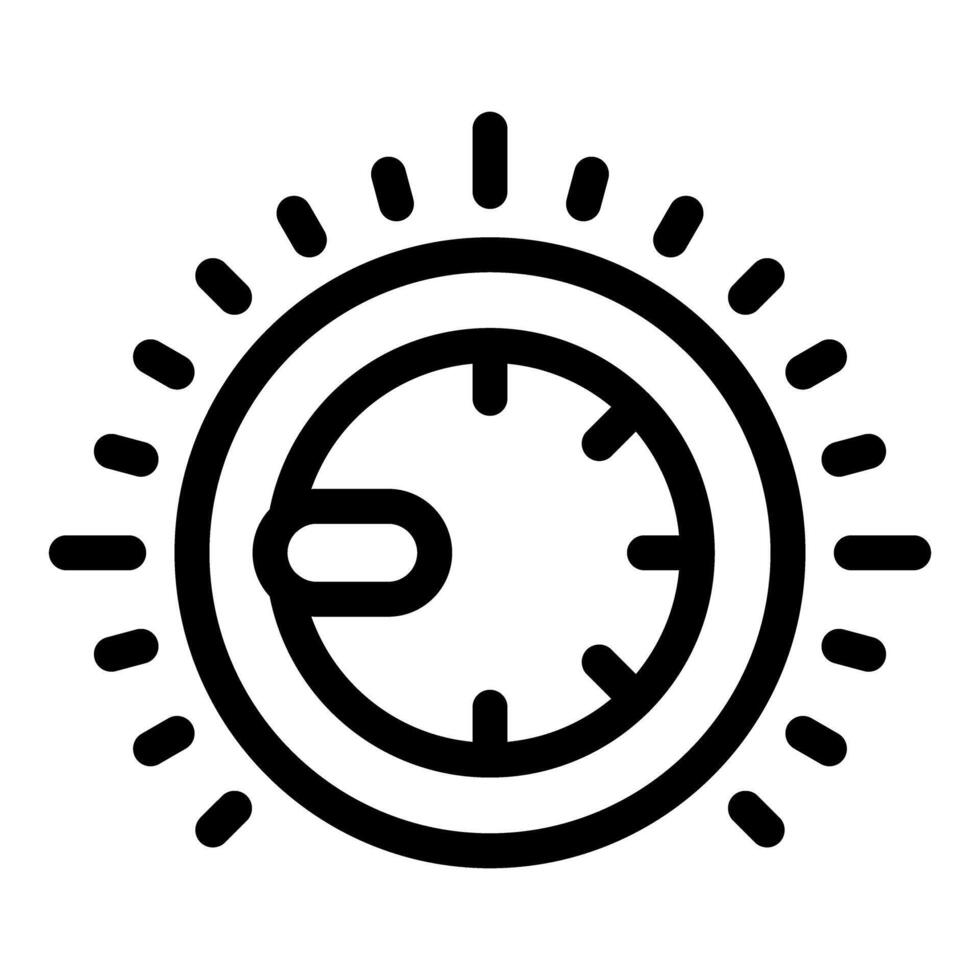 Circular timer showing time passing with rays icon vector