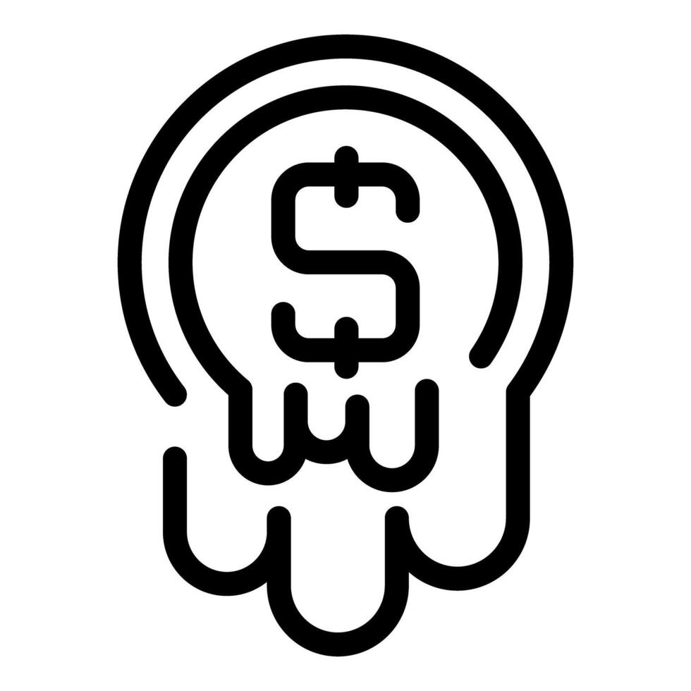 Dollar coin melting showing financial crisis concept vector