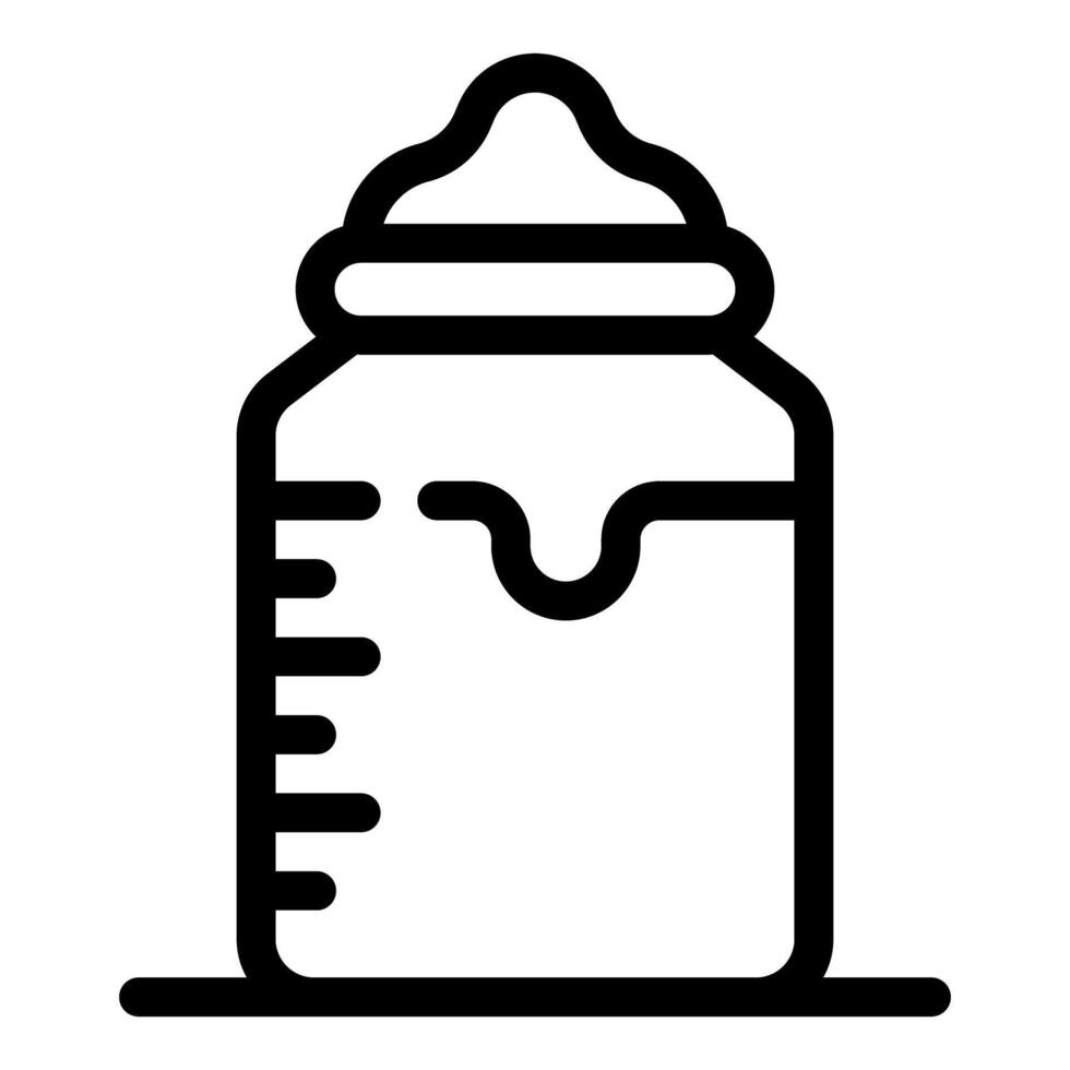 Baby bottle full of milk with nipple and measuring scale icon vector outline