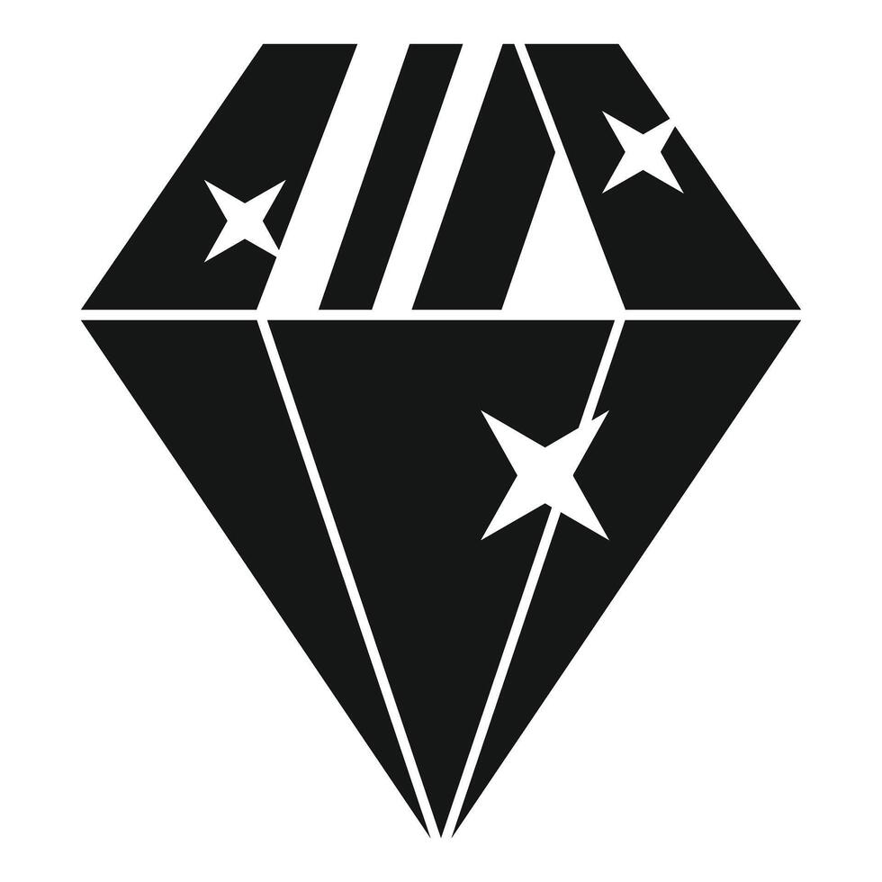 Black diamond shining with three stars icon simple style vector