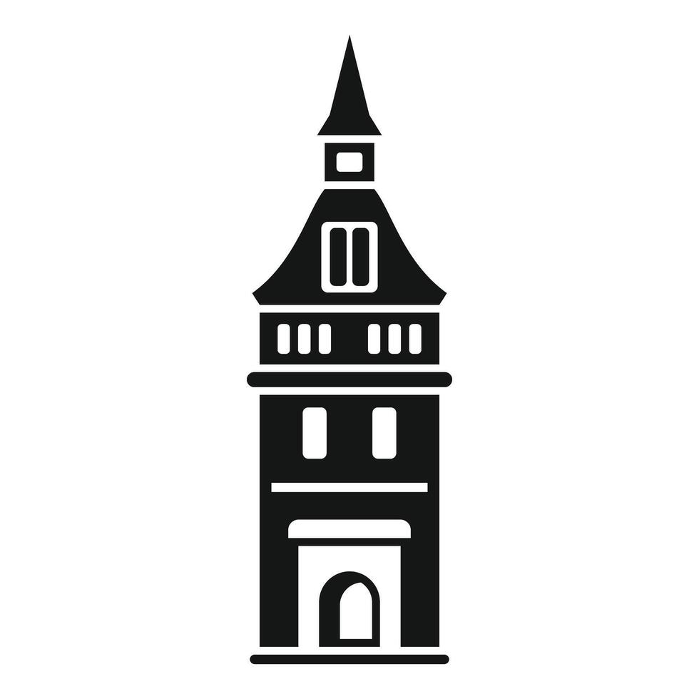 Black and white icon of a medieval town hall building vector