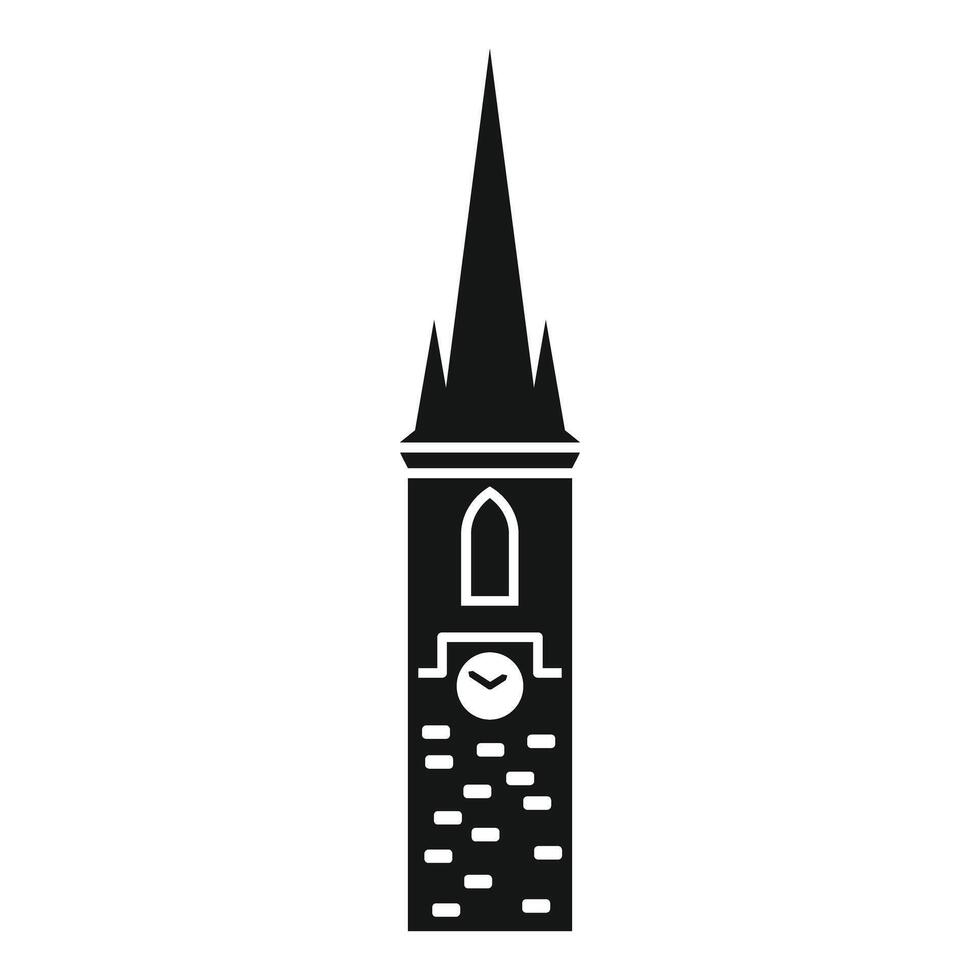 Tall church tower clock building showing religion and time vector