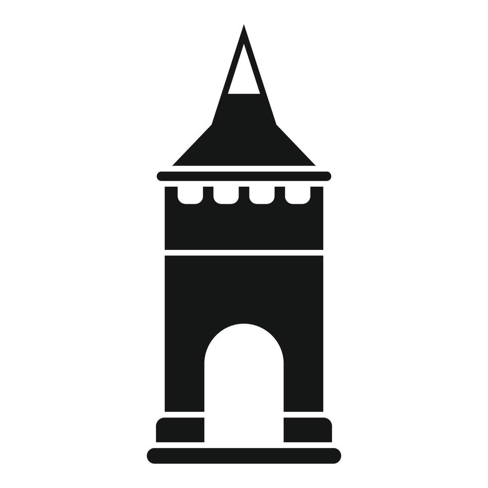Medieval castle tower with pointed roof and archway entrance vector