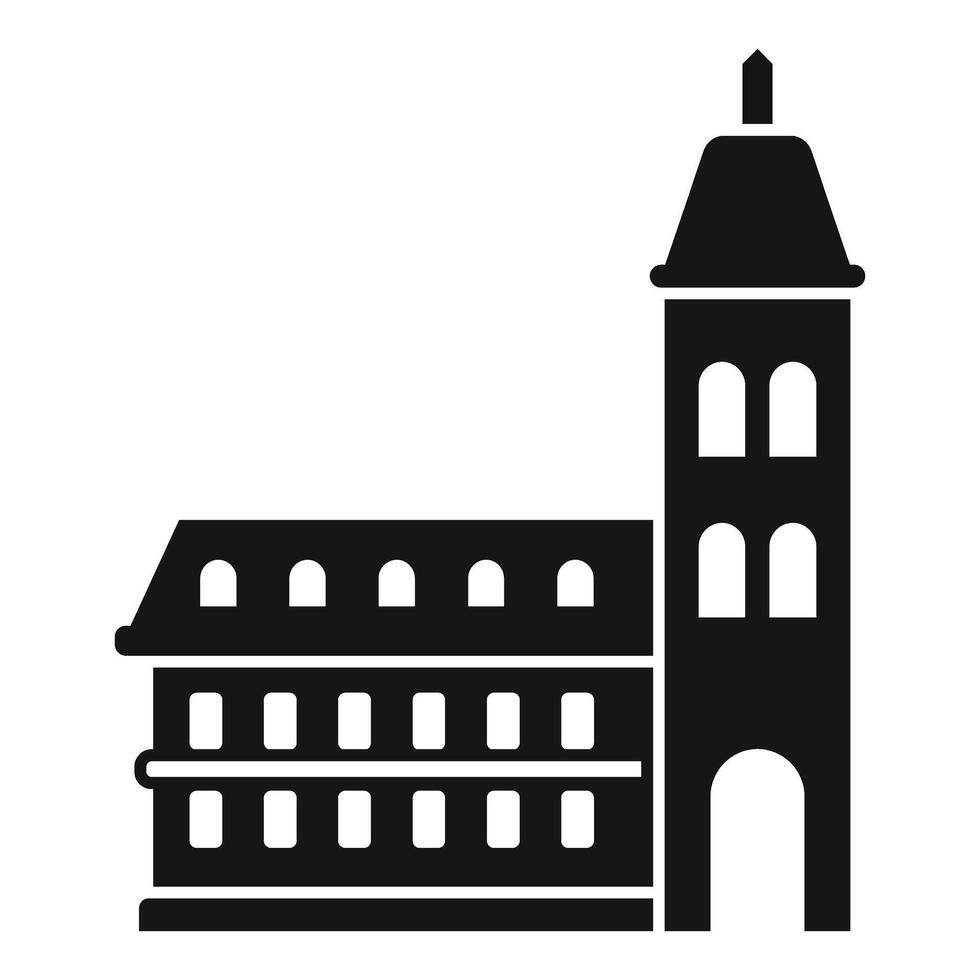 Medieval building with tower and arched entrance icon vector