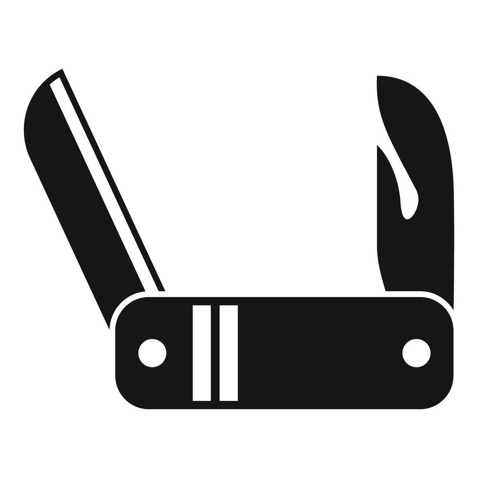 Folding pocket knife open with sharp blade for camping vector