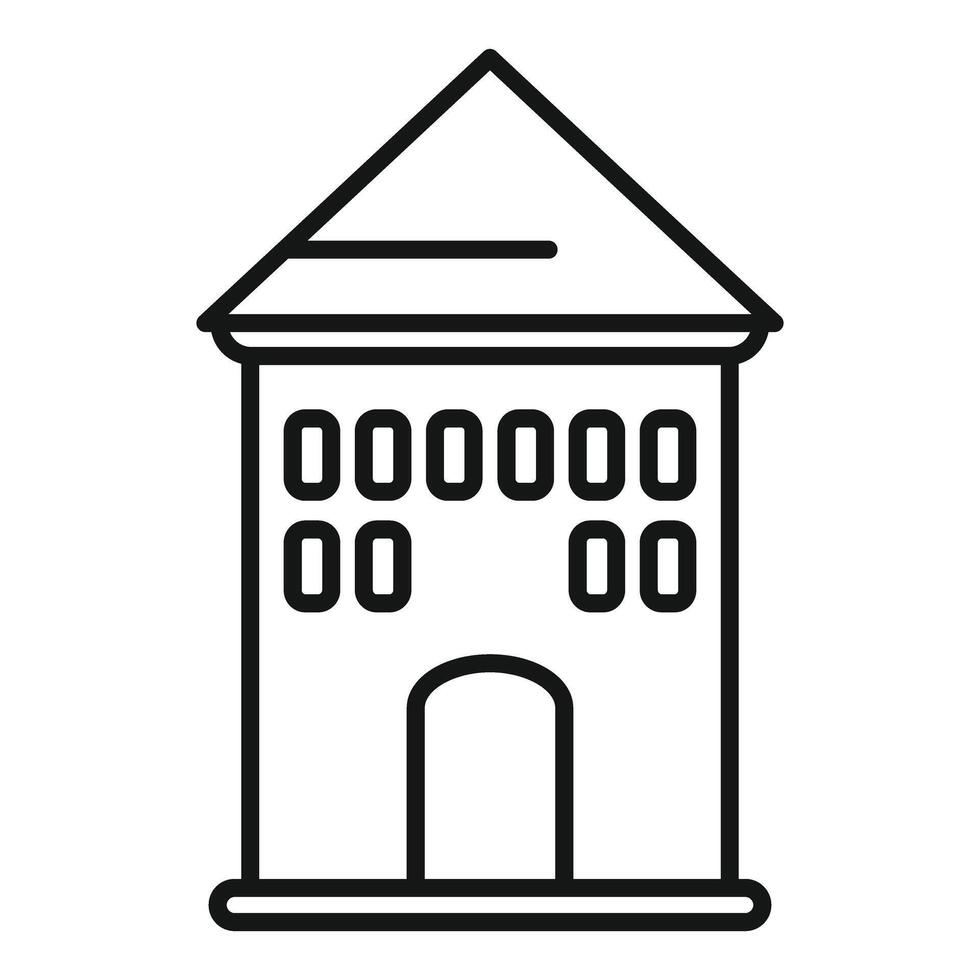 Simple line drawing representing a residential building with multiple windows vector