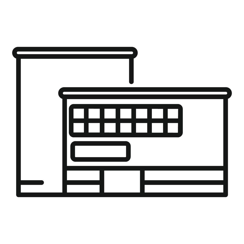 Modern production plant building processing manufacturing line icon vector