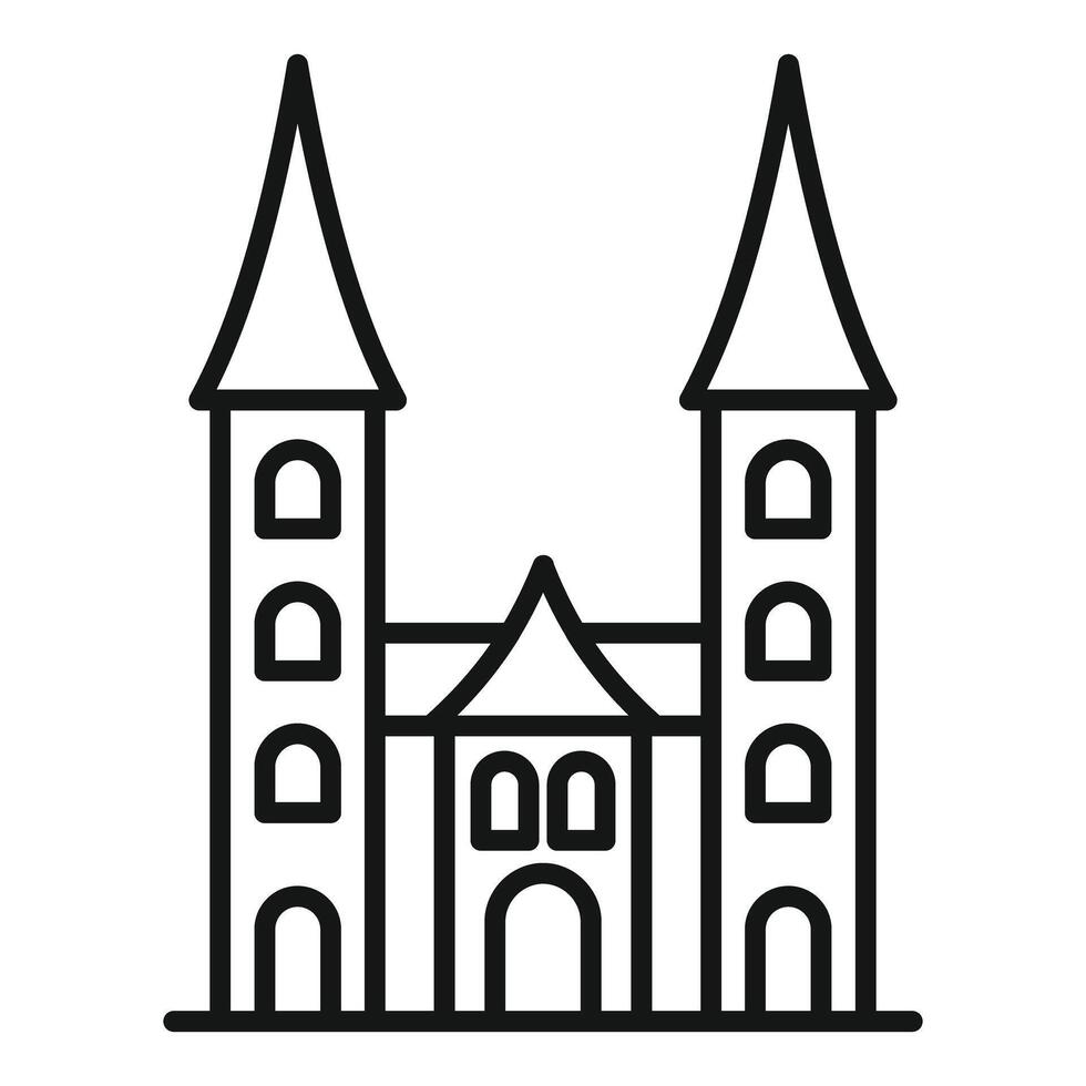 Simple line drawing of a famous european landmark with twin towers vector