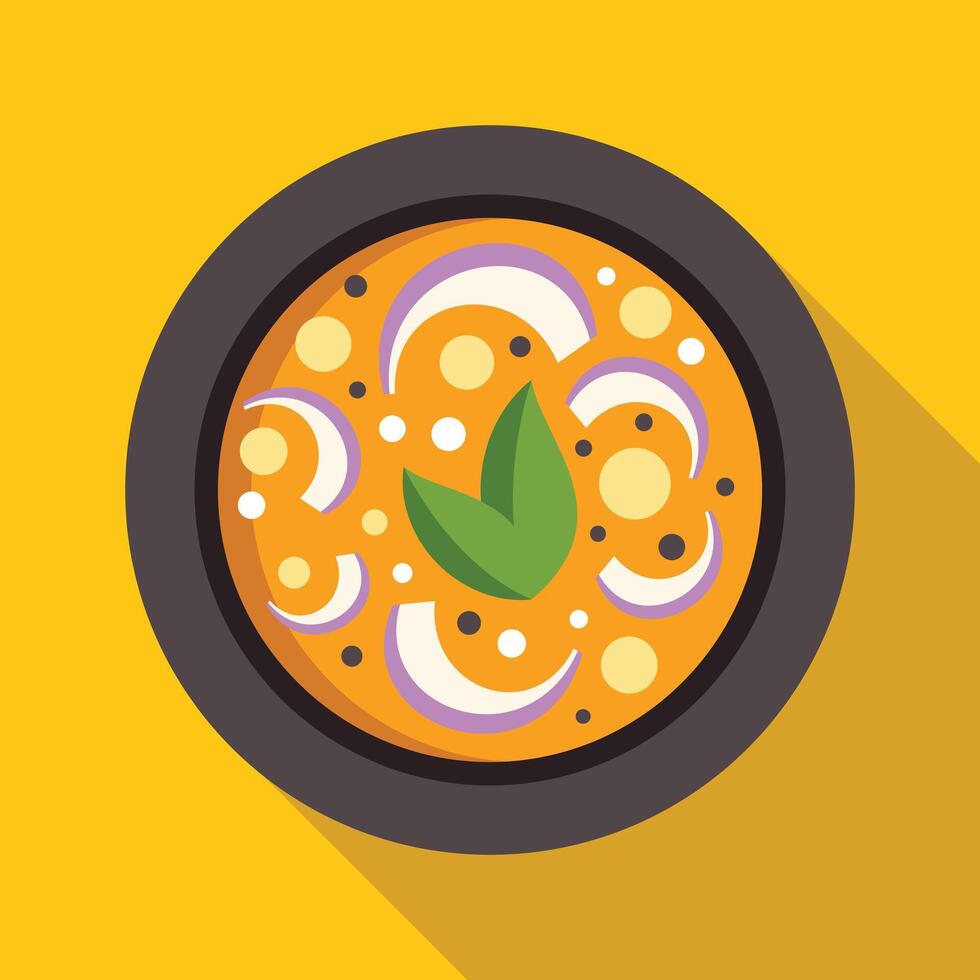 Indian food dal serving in round bowl illustration vector