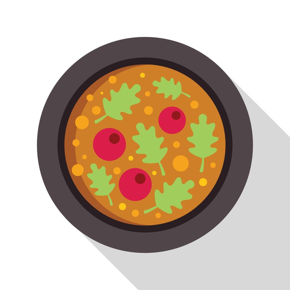Bowl of soup with vegetables and long shadow vector