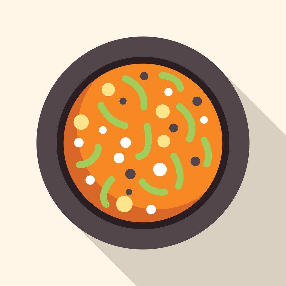 Delicious soup with vegetables served in bowl for lunch or dinner vector
