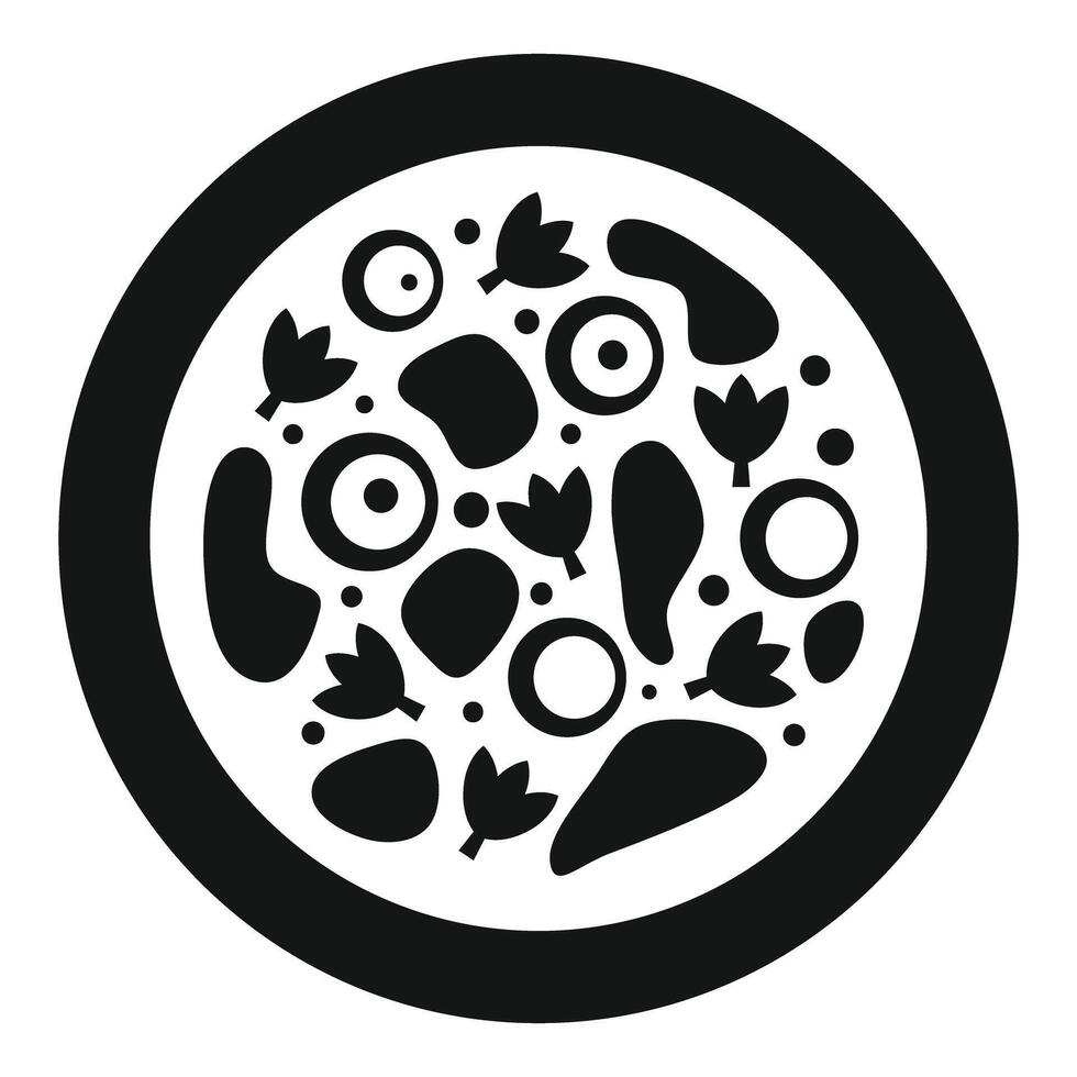 Round hot pizza with ingredients icon, simple style vector