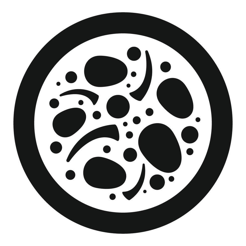 Round pizza with different ingredients icon, simple style vector