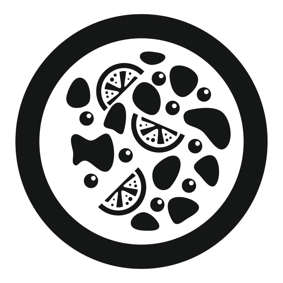 Round icon representing traditional finnish salmon soup with potatoes, cream, and dill vector
